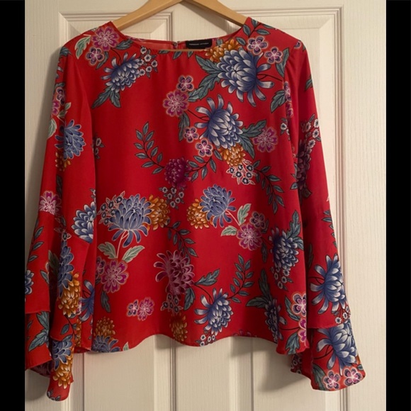 Adrienne Vittadini Floral Blouse w/ Bell Sleeve Size - Large - Picture 1 of 5